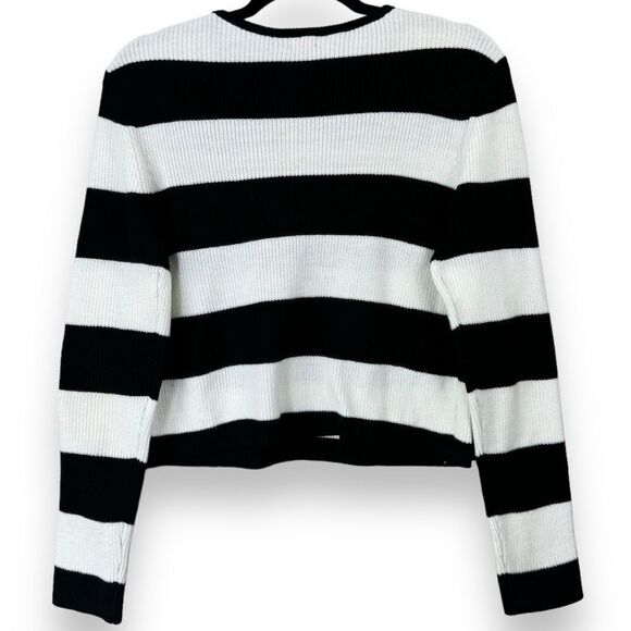 Guess Pullover Striped Knit Sweater XS Extra Small Women’s Black White Crewneck - Picture 2 of 12